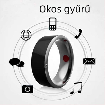NFC Bluetooth gyűrű napelemes energiaellátással, Androidhoz, többfunkciós, hőmérséklet‑érzékelő, varázslat, vízálló