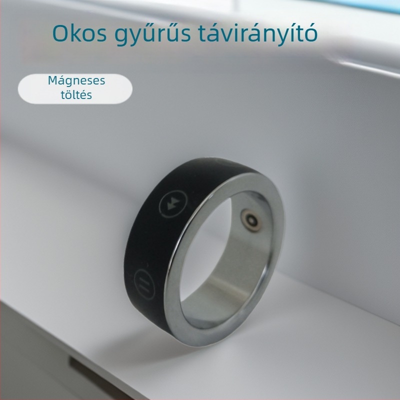 Bluetooth okosgyűrű távirányítóval fényképezéshez — hordozható fekete technológia okostelefonokra és táblagépekre