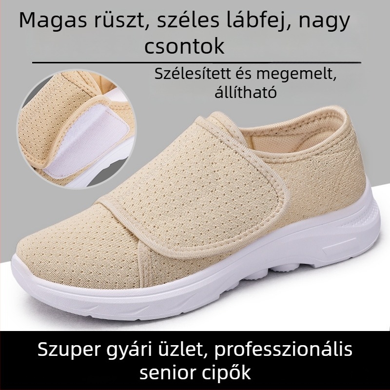 Női Velcro-s hálószövésű sportcipő, kényelmes mindennapi cipő, tavaszi egyszínű divatos női cipő