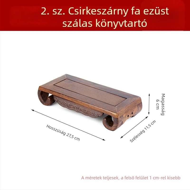 Faragott vörösfenyő Buddha-szobor, téglalap alakú tömörfa talppal és dekoratív kővel