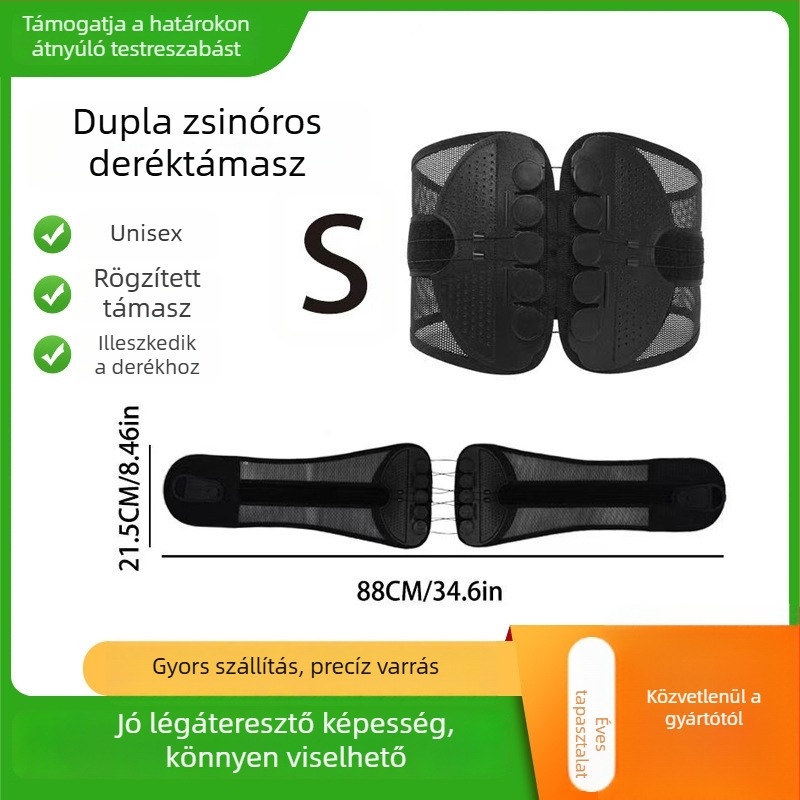 Húzózsinóros deréköv, lélegző egész évben, univerzális támogatás, állítható sport deréköv, dupla csigás húzó rendszerrel a has támogatásához