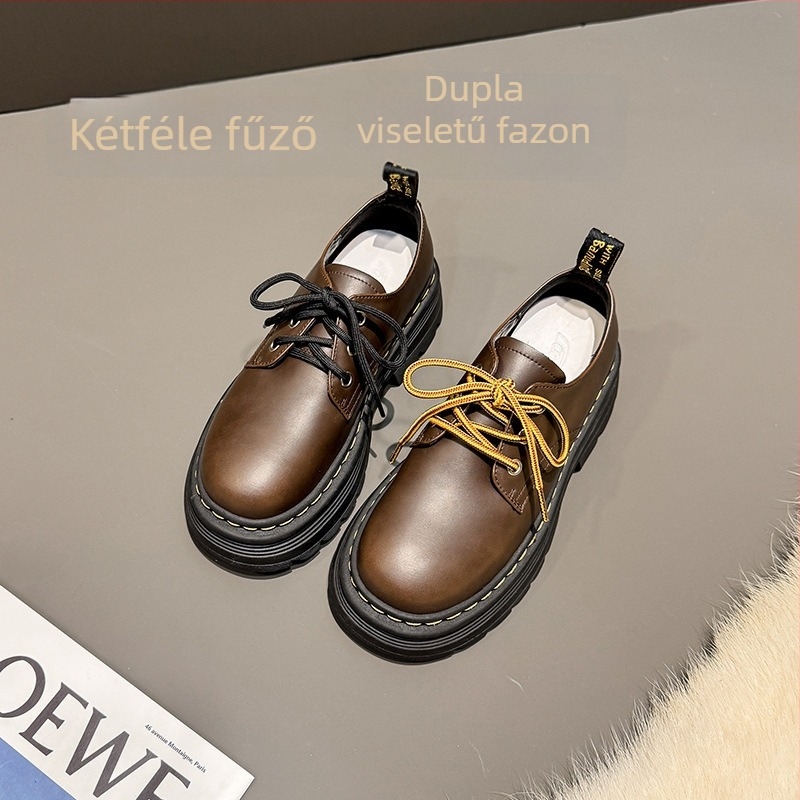Női loafers vastag talppal, fleece béléssel, plusz méret, mindennapi bőrcipők őszi 2024