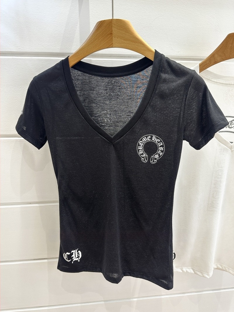 Női pamut V-nyakú rövidujjú póló sanskrit kereszt nyomattal, szűk szabás, nyár 2025