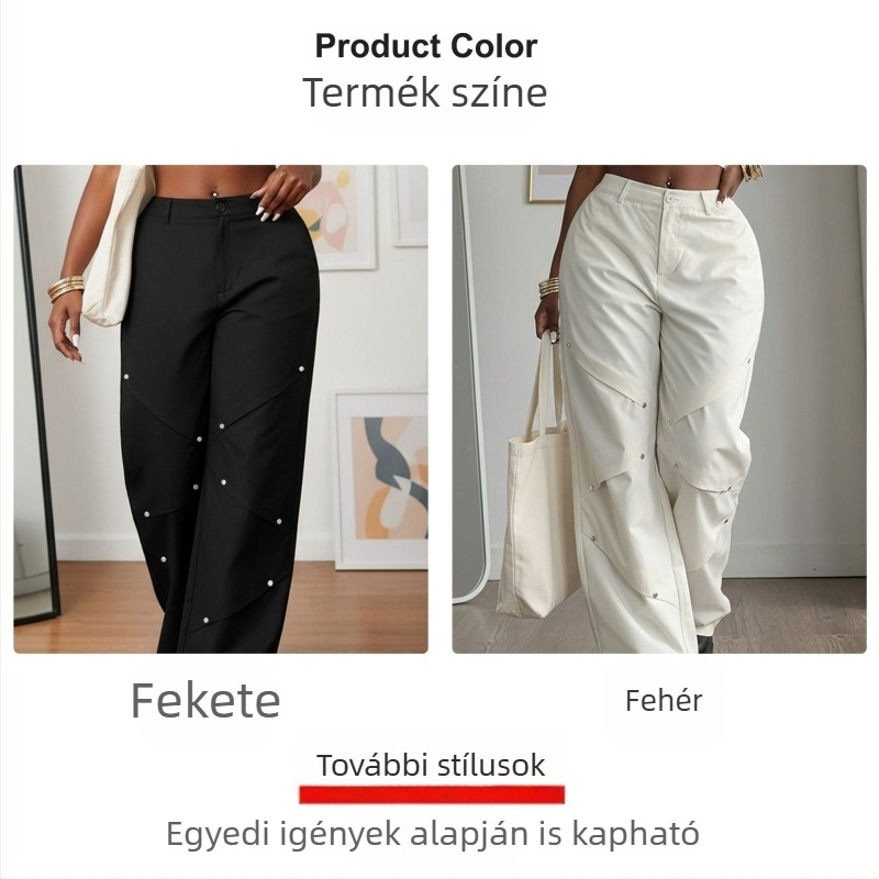 Női egyenes szabású nadrág, magas derék, körte alkatra, gyorsan száradó, hétköznapi sportnadrág munka céljára