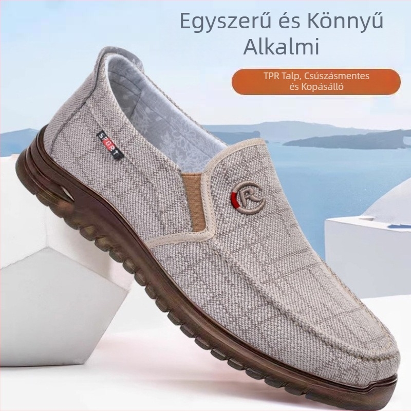 Férfi mindennapos vászoncipő, minden évszakra, lélegző, könnyű, kopásálló, puha talpú vezetési cipő