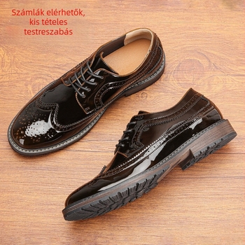 Férfi Brogue cipő tavaszi lakkozott bőrrel – casual, brit stílusú