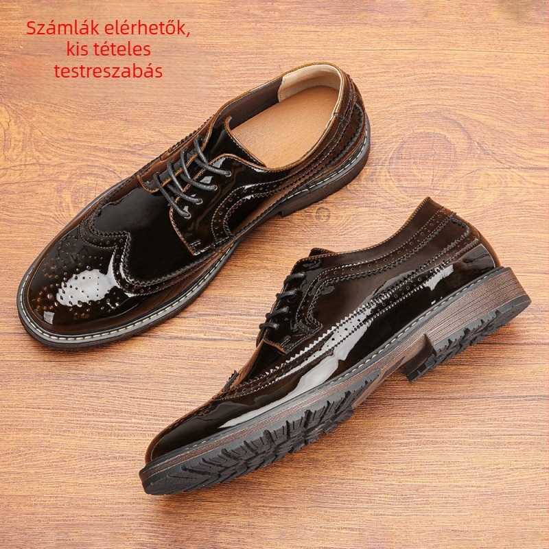 Férfi Brogue cipő tavaszi lakkozott bőrrel – casual, brit stílusú