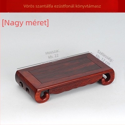Téglalap alakú tömörfa alap ezüst betéttel a scroll motívummal, rosewood faragott dísz, alap fa szobrokhoz és kő bonsai-hoz
