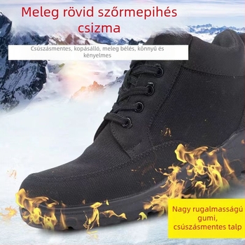 Téli meleg pamut vászon papucs – uniszex otthoni cipő vastag gumírozott talppal
