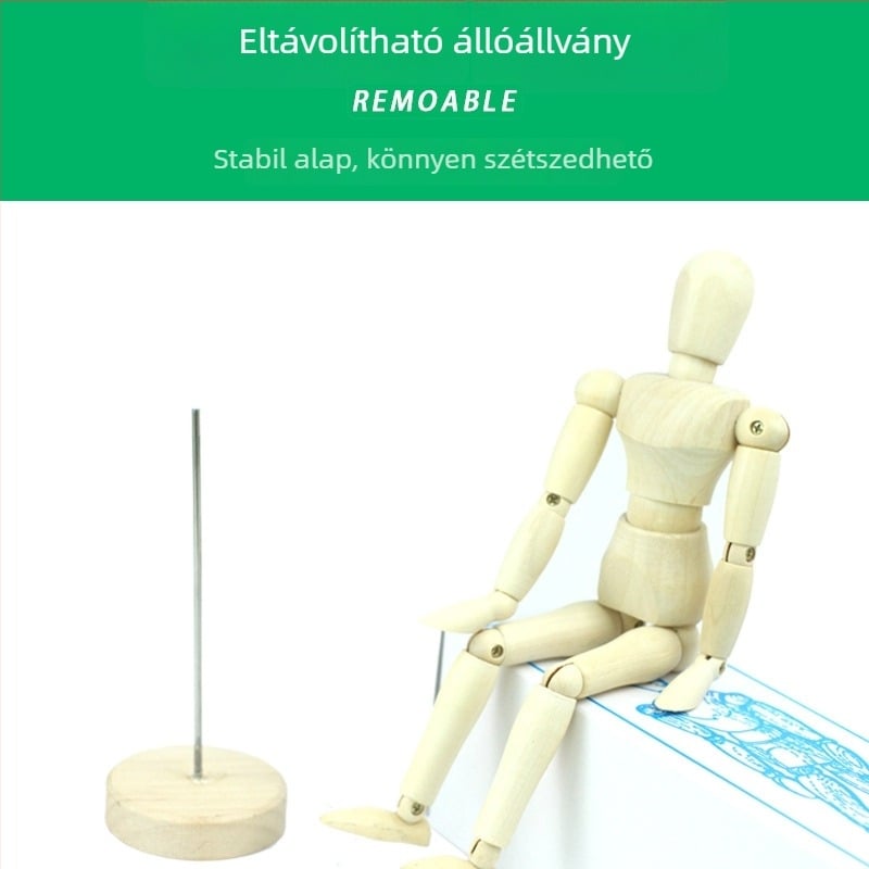 10 hüvelykes ízületes fafigura otthoni dekorációhoz, faszobor és vázlatmodell