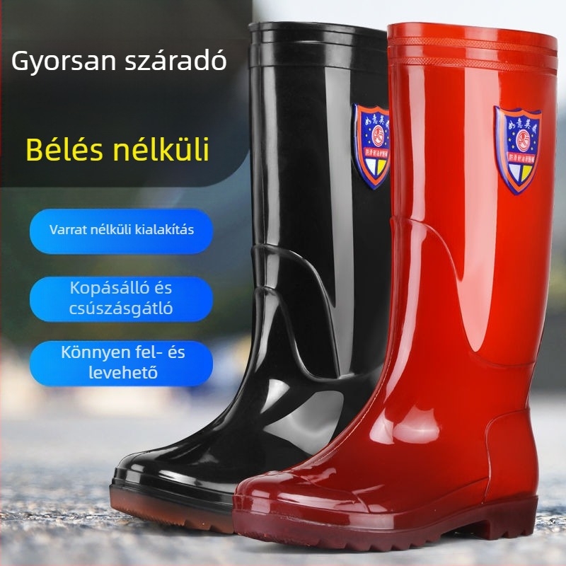 Férfiaknak készült gumicsizma esőre fleece bélés, vastag talp, vízálló