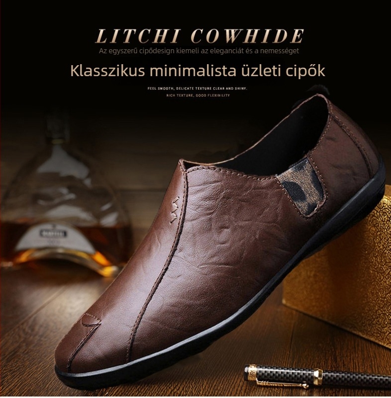 2023 tavaszi férfi slip-on loaferok bőrből, casual, négy évszakos, koreai stílus, brit stílus