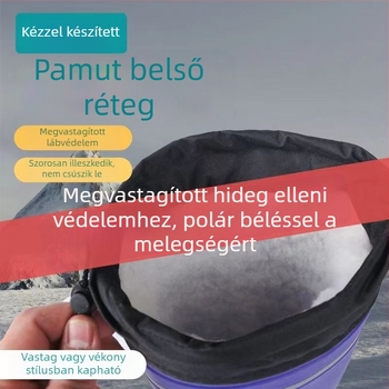 Férfi téli PVC esőcsizma meleg bélés és juhbőr belsővel, vízálló, csúszásmentes, melegen tartó