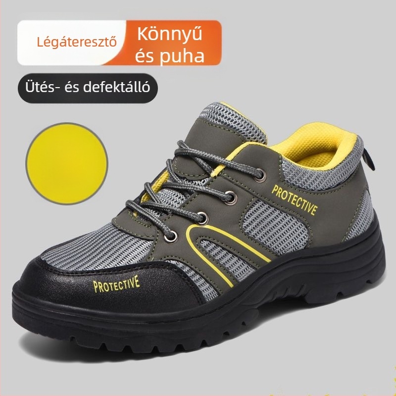 Férfi munkavédelmi cipő acélorrral a lábujjvédővel, légáteresztő, kopásálló, perforáció‑ellenálló, csúszásmentes