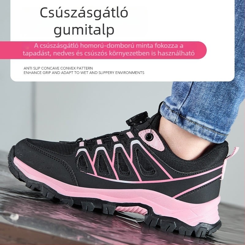 Női acélorrú védőmunkacipő, könnyű, kényelmes, ütés- és perforáció elleni védelem, légáteresztő, csúszásmentes