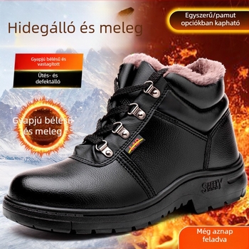 Téli munkavédelmi cipő acél orral, ütés- és perforációálló, vízálló, szigetelt, tartós férfi munkacipő