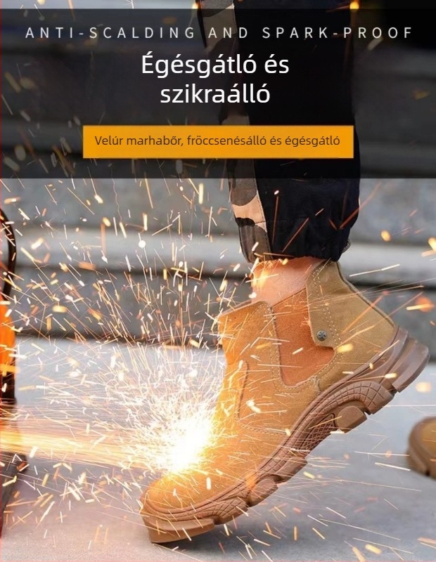 Férfi hegesztővédő munkacipő: ütésálló, áthatolás elleni, csúszásmentes, puha és kényelmes.