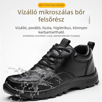 Férfi munkavédelmi cipő műanyag- és acélorrúval, ütésálló és perforáció elleni védelemmel, könnyű és kényelmes, Kevlar szigeteléssel, négyévszakos építőipari lábbeli