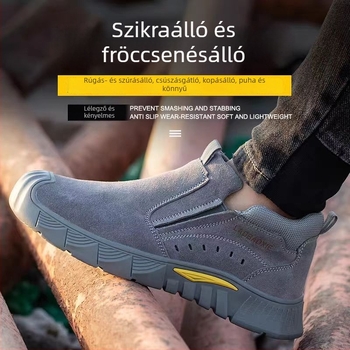 Munkavédelmi slip-on cipő hegesztési munkahelyekre, ütés- és áthatolásvédelmet, égésvédelmet, kopásálló, könnyű, nyári férfi munkacipő