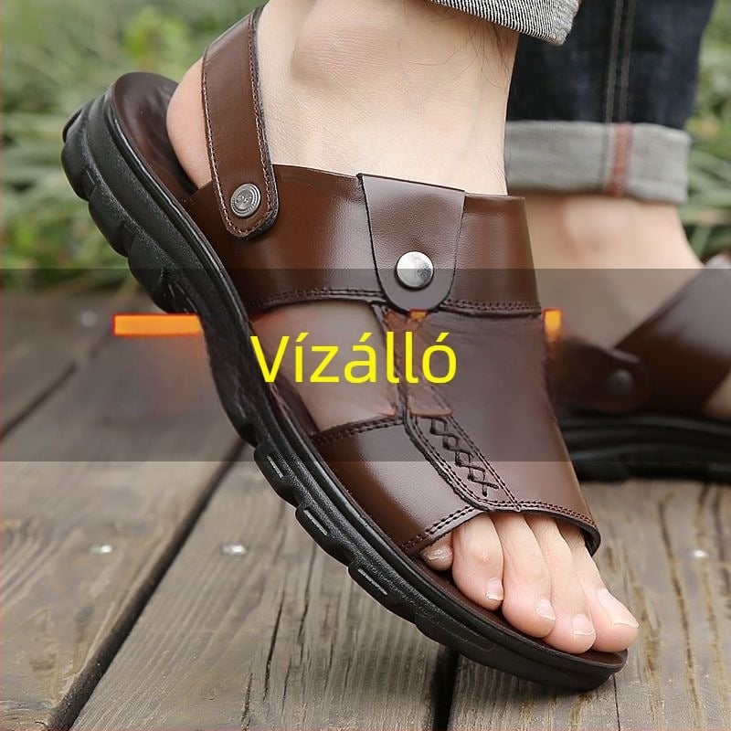 Nyári férfi kültéri casual szandálok – lélegző, csúszásmentes, puha talppal, nyitott orrú