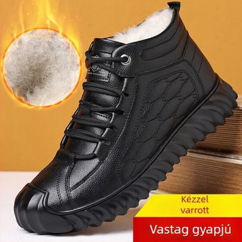 Dennis Első réteg marhabőrből készült téli magas szárú bőrcipő, európai gyapjú béléssel