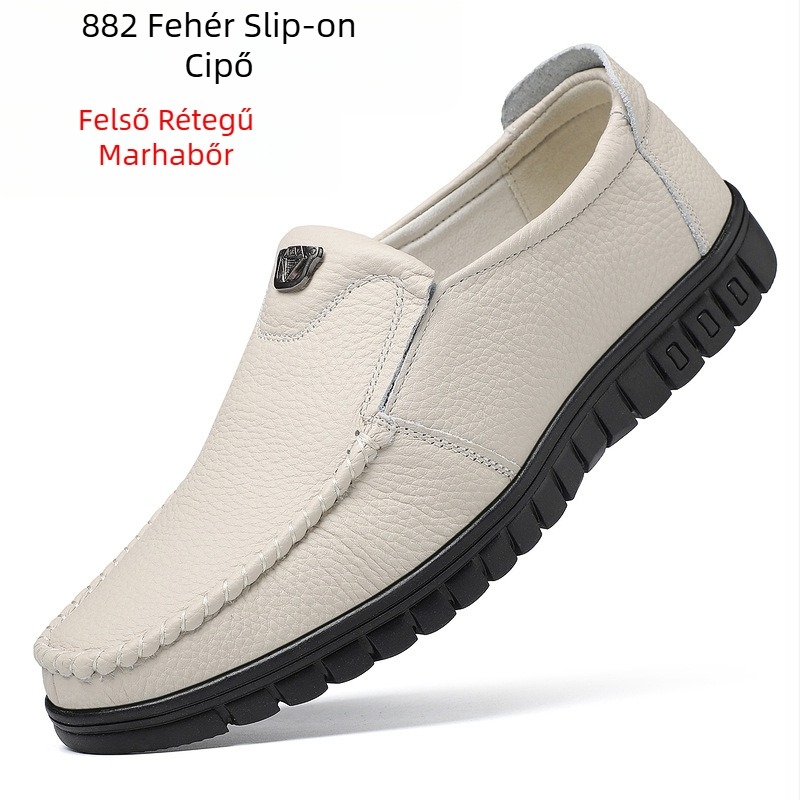 Férfi loaferok felső bőrből, légáteresztő, könnyű casual cipők, csúszásmentes