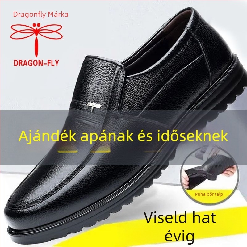 Dragonfly férfiaknak tervezett casual bőrcipő, valódi marhabőr, puha felsőrész, magas színvonalú üzleti loaferek, gumírozott talp