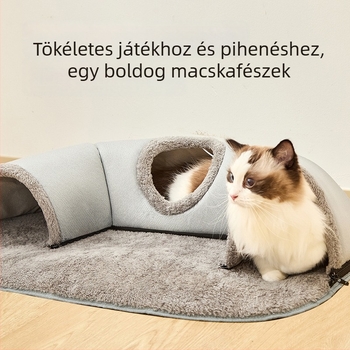 Új őszi–téli macskacső: mindent egyben — macskafészek és alvó matrac, rejtek- és futópálya, többfunkciós macska játék