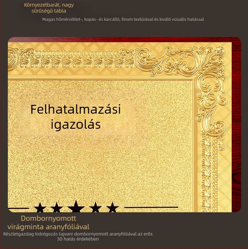 Személyre szabott aranyfóliás érem és engedélyezési plakett, fa alapú díszplakett, bronz érem és fa bizonyítvány