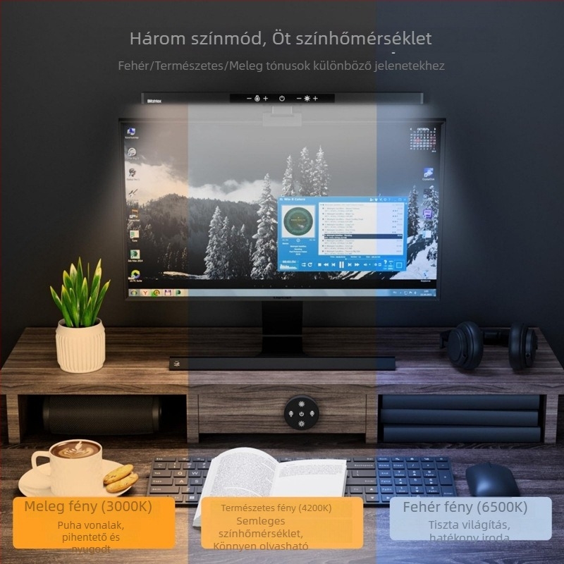 Klip LED monitorfény érintéses vezérléssel, szemkímélő lámpa laptophoz, állítható fényerő, USB tápegység