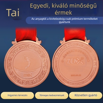 Aranyozott maratoni érme személyre szabott logóval – prémium réz érem