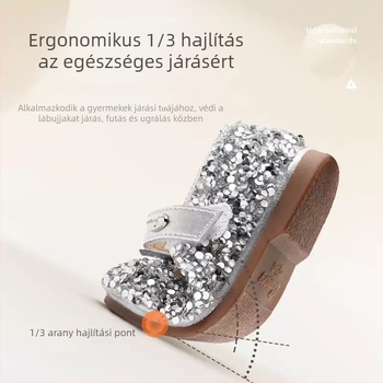 Koreai stílusú hercegnőcipők kislányoknak, tavasz–ősz szezonra, masnival és strasszokkal, kényelmes puha talpú