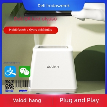 Deli 14971 Kódolvasó Fizetési Doboz – Szupermarket Pénztárhoz, Asztali Vonalkódolvasó, Mobilos Pénz Alipay és WeChat