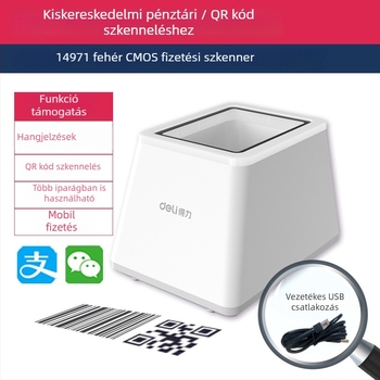 Deli 14971 Kódolvasó Fizetési Doboz – Szupermarket Pénztárhoz, Asztali Vonalkódolvasó, Mobilos Pénz Alipay és WeChat