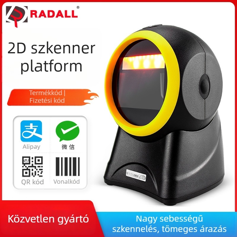 Radida 2055 Platform típusú 2D/1D vonalkód olvasó – USB, bevásárlóközpontok, gyógyszertárak, könyvesboltok és egészségbiztosítási kártyák