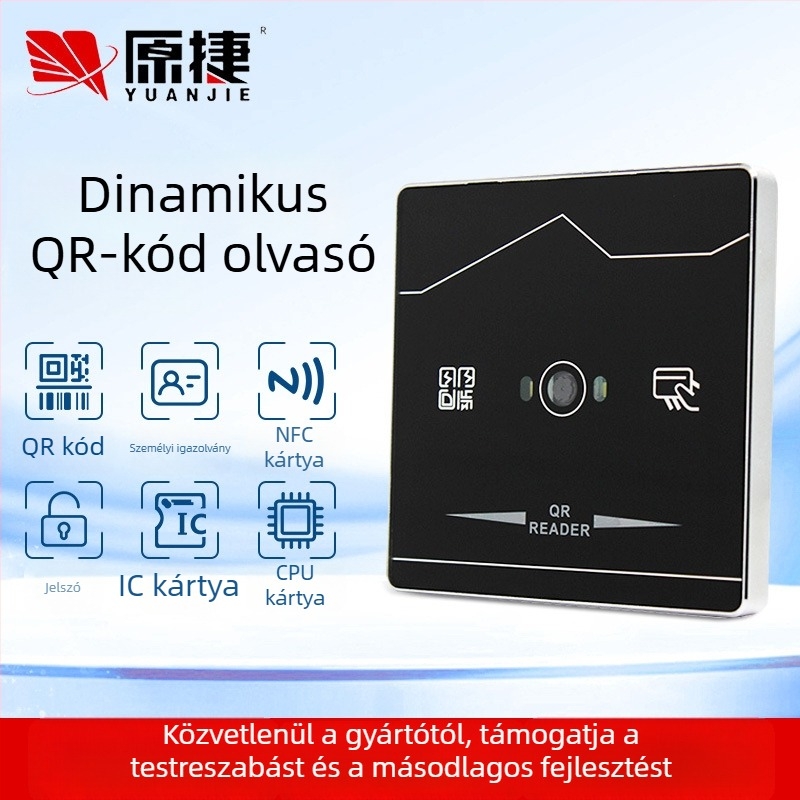 QR-kód felismerésű ID-hozzaférés-ellenőrző kártyaolvasó, Wiegand RS485 kimenet, IC-kártya-kompatibilis, kézi szkenner