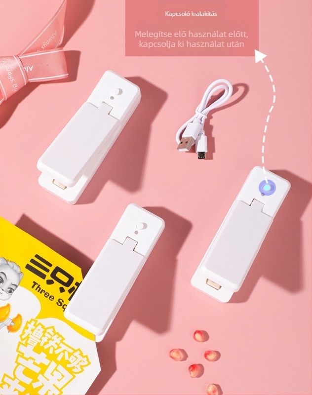 Japán stílusú mini otthoni vákuumos záró készülék élelmiszerek és nassolnivalók lezárásához, újratölthető