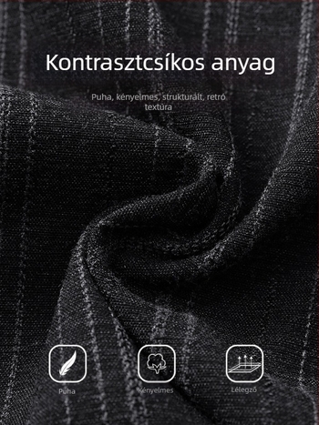 Férfi kubai galléros rövidujjú ing, nyári vintázs csíkos stílus, prémium megjelenés