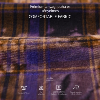 Férfi hosszú ujjú ing tie-dye mintás kockás mintával, laza szabás, 100% pamut, tavasz–őszre, zsebbel