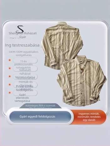 Férfi corduroy ing retró japán mintával, galléros rever, laza szabás, digitális nyomtatás, etnikus kényelmes stílus