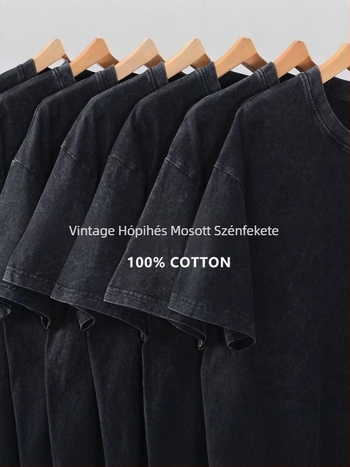 mosott pamut rövid ujjú póló havas hópehely mintával, retro szabás, férfiaknak, fekete