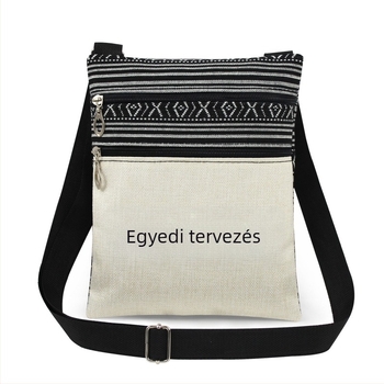 Etnikus stílusú, nyomtatott crossbody táska dupla cipzárral, ultra könnyű női messenger, testre szabható a saját dizájnnal