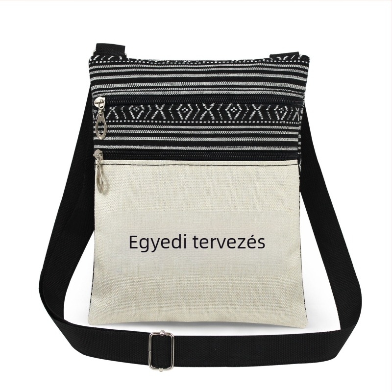 Etnikus stílusú, nyomtatott crossbody táska dupla cipzárral, ultra könnyű női messenger, testre szabható a saját dizájnnal