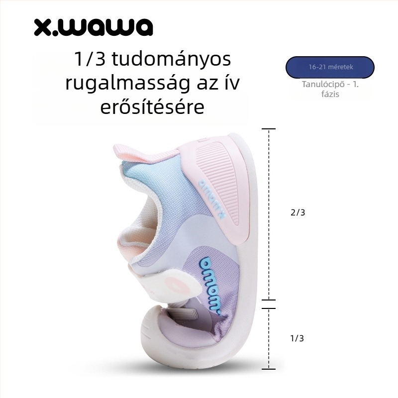 Snow Doll őszi gyermekcipő Velcro-vel, lélegző mindennapi tornacipő gyerekeknek, csúszásmentes talppal