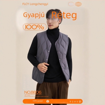 Longchengyi 8806 Termikus rostos gyapjú mellény férfiaknak, ujjatlan, téli