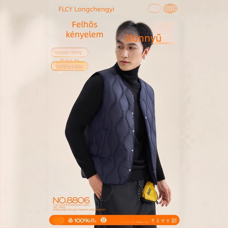 Longchengyi 8806 Termikus rostos gyapjú mellény férfiaknak, ujjatlan, téli
