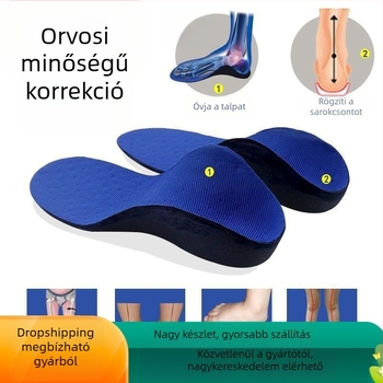 Orvosi minőségű talpbetét lapos láb korrekcióhoz, belső és külső boltozat támogatásával, talptámogatás és a lábak helyes igazítása