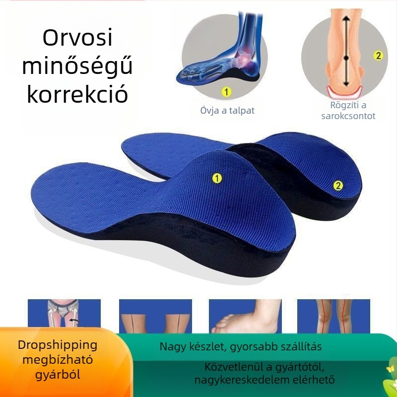 Orvosi minőségű talpbetét lapos láb korrekcióhoz, belső és külső boltozat támogatásával, talptámogatás és a lábak helyes igazítása