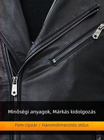 Férfi PU bőrdzseki, vékony, rövid fazon, motoros stílus, koreai ihletés, szűk szabás, gallér, hétköznapi külső