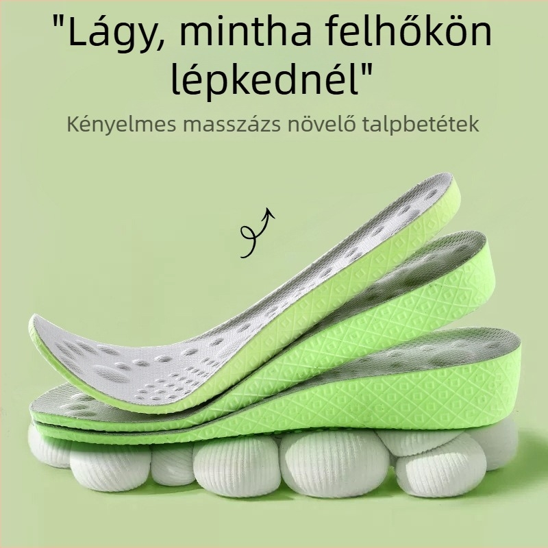 Magasságot növelő teljes talpbetét, ütéscsillapító, légáteresztő, antibakteriális és dezodoráló, Popcorn Martin csizmákhoz, uniszex.
